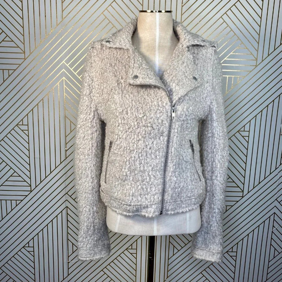 Anthropologie Elevenses Northland Moto Jacket Sweater Knit Cream Size Small - Picture 2 of 8